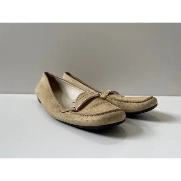 Prada Buckle Leather Loafers Womens Size 39 (US 9) Tan Beige Vintage - Picture 5 of 12